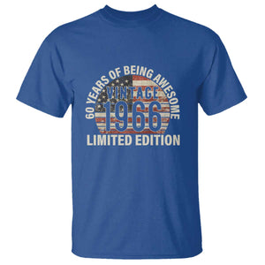 60th Birthday T Shirt Vintage 1966 Limited Edition 60 Years Of Being Awesome American Flag TS11 Royal Blue Print Your Wear