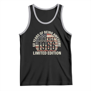 60th Birthday Tank Top Vintage 1966 Limited Edition 60 Years Of Being Awesome American Flag TS11 Black Athletic Heather Print Your Wear