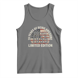 70th Birthday Tank Top Vintage 1955 Limited Edition 70 Years Of Being Awesome American Flag TS11 Black Heather Print Your Wear