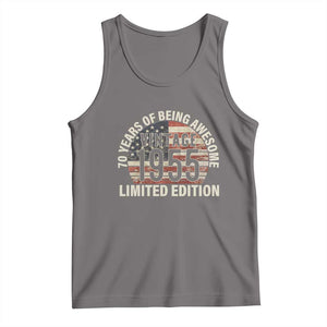 70th Birthday Tank Top Vintage 1955 Limited Edition 70 Years Of Being Awesome American Flag TS11 Deep Heather Print Your Wear
