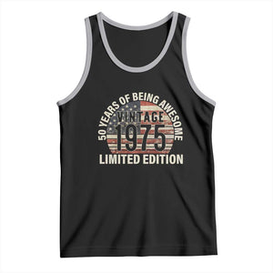 50th Birthday Tank Top Vintage 1975 Limited Edition 50 Years Of Being Awesome American Flag TS11 Black Athletic Heather Print Your Wear
