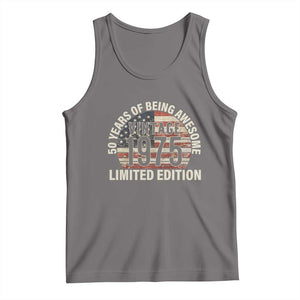 50th Birthday Tank Top Vintage 1975 Limited Edition 50 Years Of Being Awesome American Flag TS11 Deep Heather Print Your Wear
