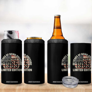 60th Birthday 4 in 1 Can Cooler Tumbler Vintage 1965 Limited Edition 60 Years Of Being Awesome American Flag TS11 Print Your Wear