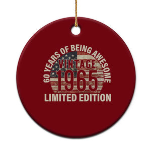 60th Birthday Ceramic Ornament Vintage 1965 Limited Edition 60 Years Of Being Awesome American Flag TS11 1pc Red Print Your Wear