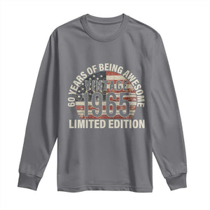60th Birthday Long Sleeve Shirt Vintage 1965 Limited Edition 60 Years Of Being Awesome American Flag TS11 Charcoal Print Your Wear