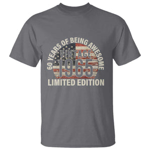 60th Birthday T Shirt Vintage 1965 Limited Edition 60 Years Of Being Awesome American Flag TS11 Charcoal Print Your Wear
