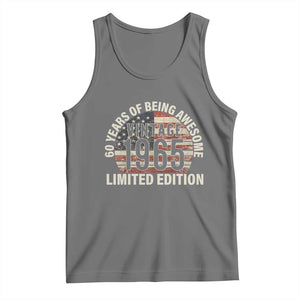 60th Birthday Tank Top Vintage 1965 Limited Edition 60 Years Of Being Awesome American Flag TS11 Black Heather Print Your Wear