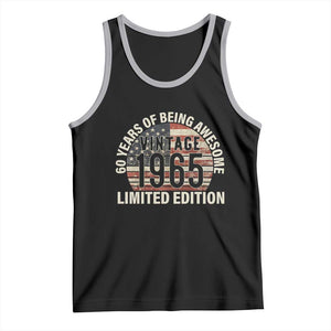 60th Birthday Tank Top Vintage 1965 Limited Edition 60 Years Of Being Awesome American Flag TS11 Black Athletic Heather Print Your Wear