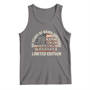 60th Birthday Tank Top Vintage 1965 Limited Edition 60 Years Of Being Awesome American Flag TS11 Deep Heather Print Your Wear