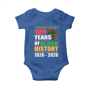 100 Years Of Black History 1926 2026 Centennial Baby Onesie Africa Map TS11 Royal Blue Print Your Wear
