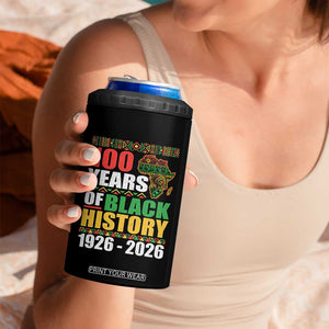 100 Years Of Black History 1926 2026 Centennial 4 in 1 Can Cooler Tumbler Africa Map TS11 Print Your Wear