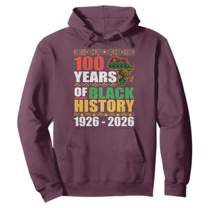 100 Years Of Black History 1926 2026 Centennial Hoodie Africa Map TS11 Maroon Print Your Wear