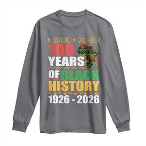 100 Years Of Black History 1926 2026 Centennial Long Sleeve Shirt Africa Map TS11 Charcoal Print Your Wear