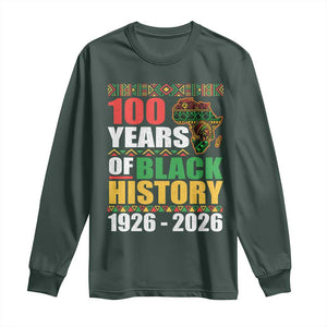 100 Years Of Black History 1926 2026 Centennial Long Sleeve Shirt Africa Map TS11 Dark Forest Green Print Your Wear