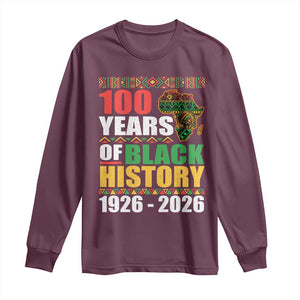 100 Years Of Black History 1926 2026 Centennial Long Sleeve Shirt Africa Map TS11 Maroon Print Your Wear