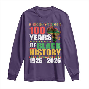 100 Years Of Black History 1926 2026 Centennial Long Sleeve Shirt Africa Map TS11 Purple Print Your Wear