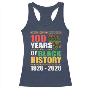 100 Years Of Black History 1926 2026 Centennial Racerback Tank Top Africa Map TS11 Navy Print Your Wear