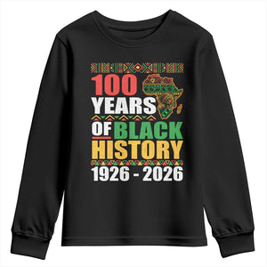 100 Years Of Black History 1926 2026 Centennial Youth Sweatshirt Africa Map TS11 Black Print Your Wear