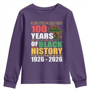 100 Years Of Black History 1926 2026 Centennial Youth Sweatshirt Africa Map TS11 Purple Print Your Wear