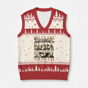 100 Years Of Black History Month V-Neck Knit Sweater Vest African American Historical Figures TS11 Beige Red Print Your Wear
