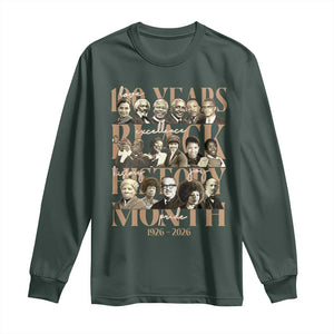 100 Years Of Black History Month Long Sleeve Shirt African American Historical Figures TS11 Dark Forest Green Print Your Wear