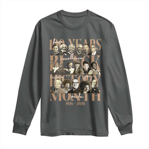 100 Years Of Black History Month Long Sleeve Shirt African American Historical Figures TS11 Dark Heather Print Your Wear