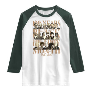 100 Years Of Black History Month Raglan Shirt African American Historical Figures TS11 White Dark Forest Green Print Your Wear