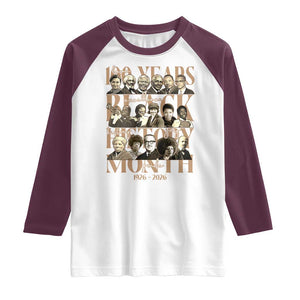 100 Years Of Black History Month Raglan Shirt African American Historical Figures TS11 White Maroon Print Your Wear