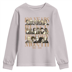 100 Years Of Black History Month Youth Sweatshirt African American Historical Figures TS11 Ice Gray Print Your Wear