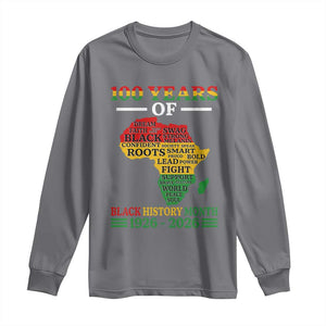 100 Years Of Black History Month Long Sleeve Shirt Centennial Of Black Culture TS11 Charcoal Print Your Wear