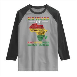 100 Years Of Black History Month Raglan Shirt Centennial Of Black Culture TS11 Sport Gray Black Print Your Wear