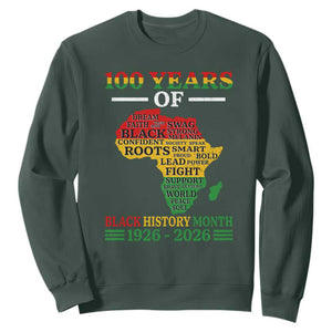 100 Years Of Black History Month Sweatshirt Centennial Of Black Culture TS11 Dark Forest Green Print Your Wear