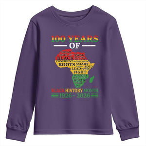 100 Years Of Black History Month Youth Sweatshirt Centennial Of Black Culture TS11 Purple Print Your Wear