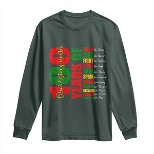 100 Years Of Black History Long Sleeve Shirt African American Historical Figures African American Teacher TS11 Dark Forest Green Print Your Wear