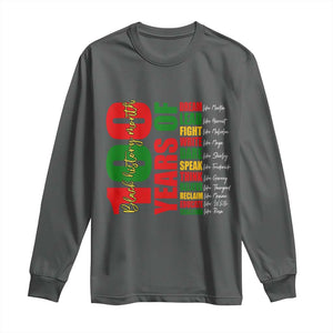 100 Years Of Black History Long Sleeve Shirt African American Historical Figures African American Teacher TS11 Dark Heather Print Your Wear