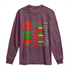 100 Years Of Black History Long Sleeve Shirt African American Historical Figures African American Teacher TS11 Maroon Print Your Wear