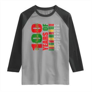 100 Years Of Black History Raglan Shirt African American Historical Figures African American Teacher TS11 Sport Gray Black Print Your Wear