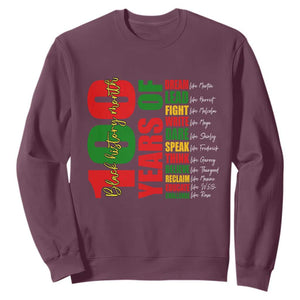 100 Years Of Black History Sweatshirt African American Historical Figures African American Teacher TS11 Maroon Print Your Wear