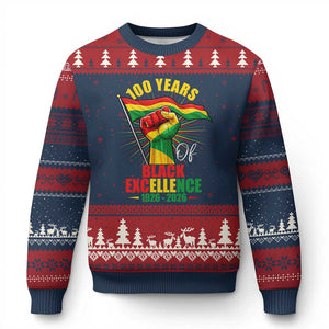 100 Years Of Black Excellence Ugly Christmas Sweater Centennial Black History Month TS11 Navy Red Print Your Wear