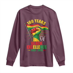 100 Years Of Black Excellence Long Sleeve Shirt Centennial Black History Month TS11 Maroon Print Your Wear