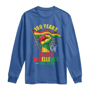 100 Years Of Black Excellence Long Sleeve Shirt Centennial Black History Month TS11 Royal Blue Print Your Wear