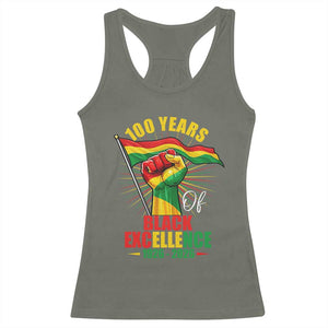 100 Years Of Black Excellence Racerback Tank Top Centennial Black History Month TS11 Military Green Print Your Wear