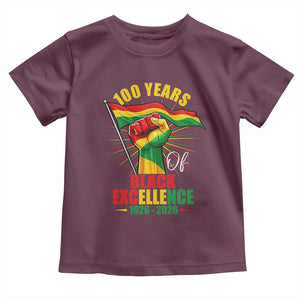 100 Years Of Black Excellence Toddler T Shirt Centennial Black History Month TS11 Maroon Print Your Wear