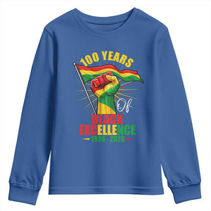 100 Years Of Black Excellence Youth Sweatshirt Centennial Black History Month TS11 Royal Blue Print Your Wear