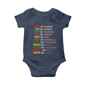 Black History Dream Like Martin Lead Like Harriet Baby Onesie African American Leaders TS11 Navy Print Your Wear