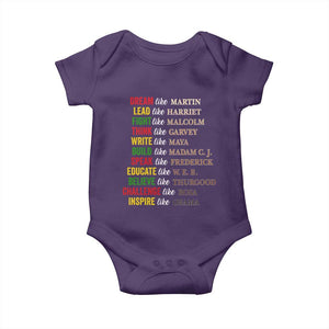 Black History Dream Like Martin Lead Like Harriet Baby Onesie African American Leaders TS11 Purple Print Your Wear