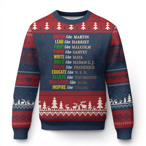 Black History Dream Like Martin Lead Like Harriet Ugly Christmas Sweater African American Leaders TS11 Navy Red Print Your Wear