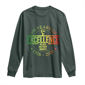 100 Years Of Excellence Black History Month 1926 2026 Long Sleeve Shirt TS11 Dark Forest Green Print Your Wear