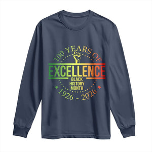 100 Years Of Excellence Black History Month 1926 2026 Long Sleeve Shirt TS11 Navy Print Your Wear