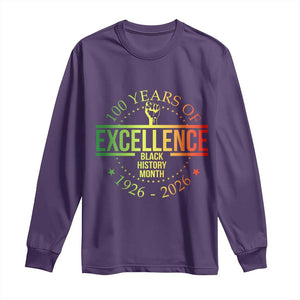100 Years Of Excellence Black History Month 1926 2026 Long Sleeve Shirt TS11 Purple Print Your Wear
